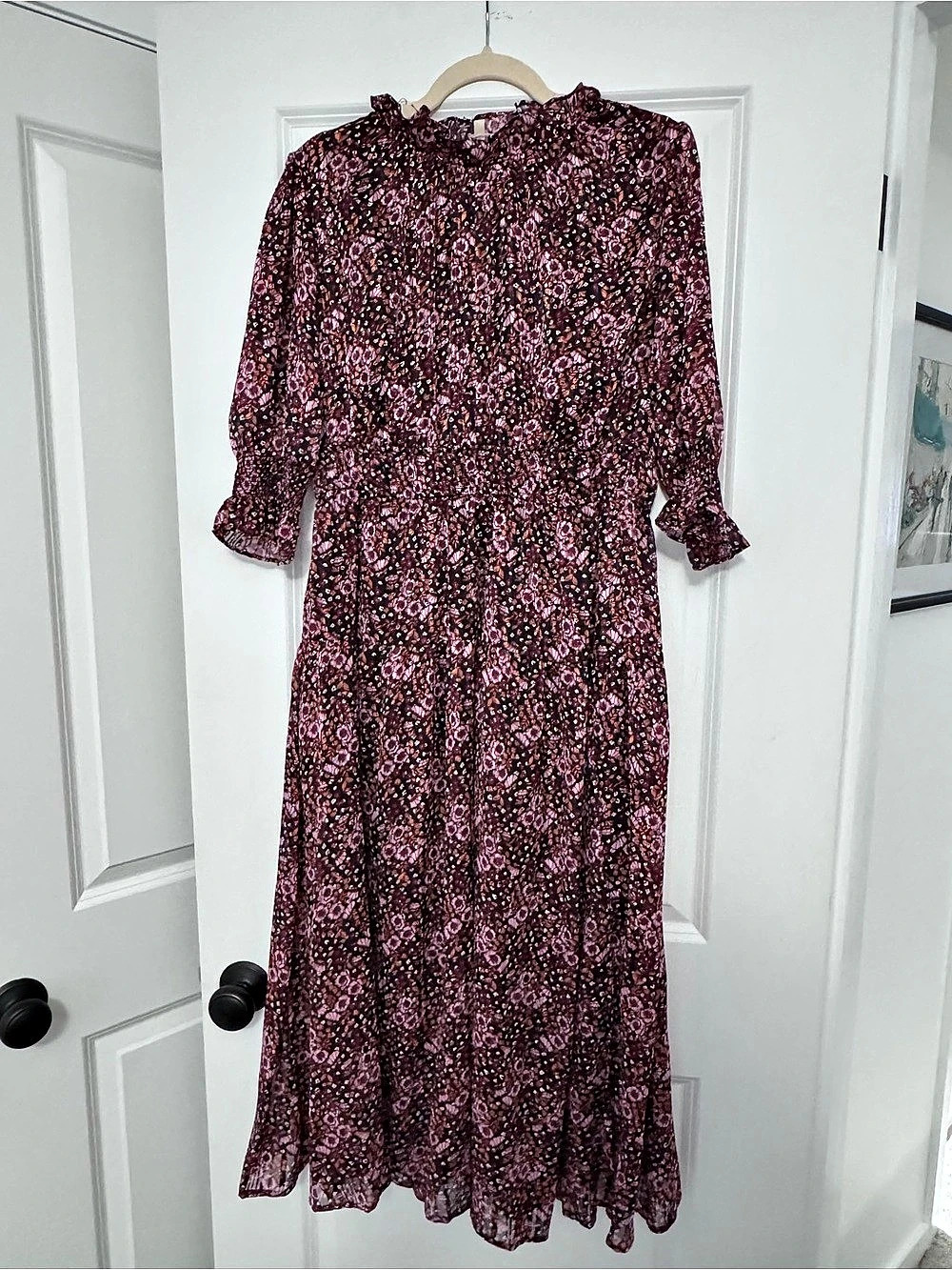 Melloday Floral Maxi Dress in Purple & Pink Size Large Like New